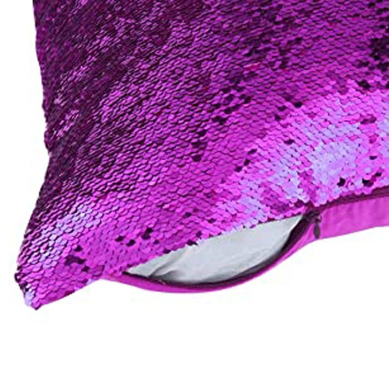 MOCOFO 4 Pack Glitter Sequins Pillow 16X16'' Decorative Pillow Cover Sequin Pillowcase Magic for Party Sofa Couch Car (2 Gradual Black+2 Matte Blue Purple) - Image 2